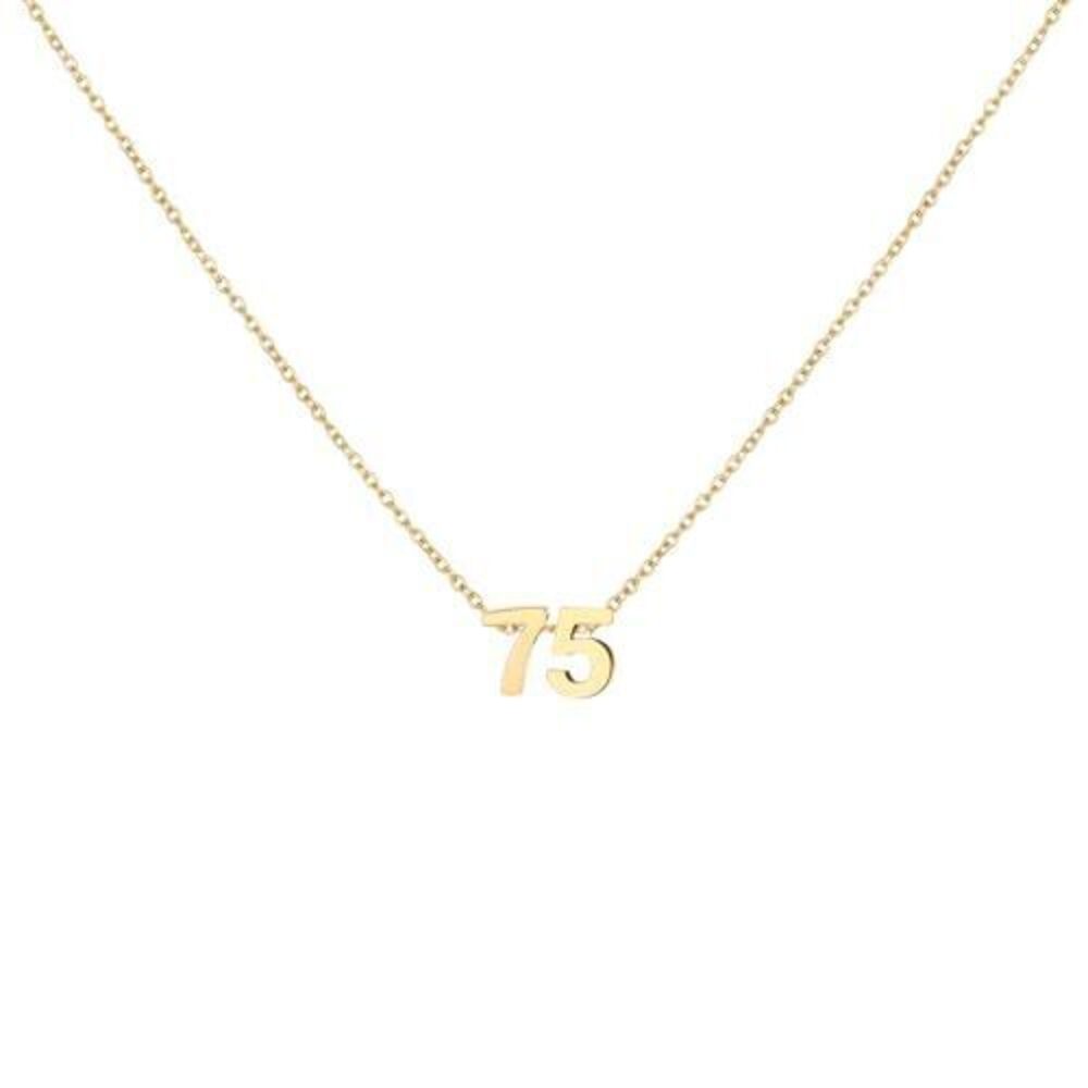 6276 18K Gold Plated Number 75 Necklace Dainty Pendant Chain Necklace